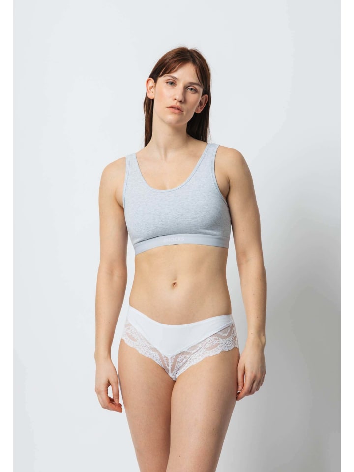 SNOCKS Hipster mit Spitze aus Bio-Baumwolle 3 Stück in Mix (Weiß/Hellgrau/Schwarz) günstig kaufen