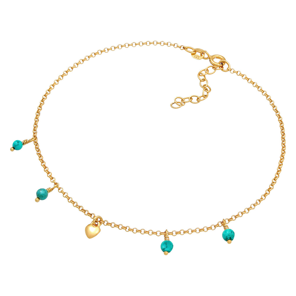 Elli Elli Bracelet de Cheville Femmes Bracelet de Cheville Coeur Boho Turquoise avec H Bijoux