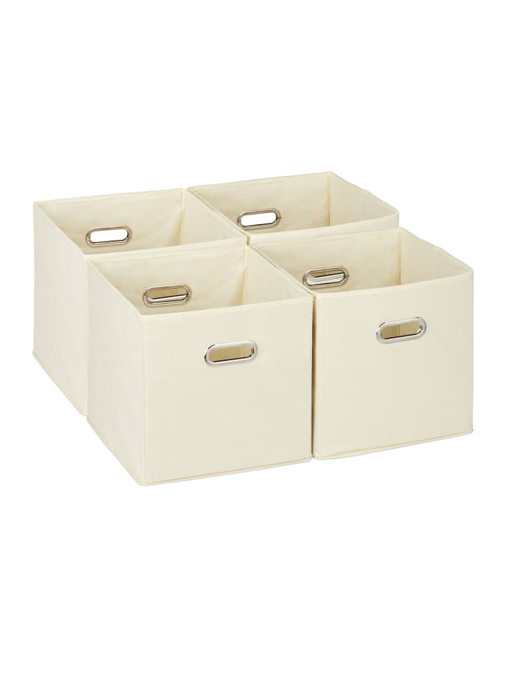 relaxdays 4 x Aufbewahrungsbox in Beige - (B)30 x (H)30 x (T)30 cm günstig kaufen onesize