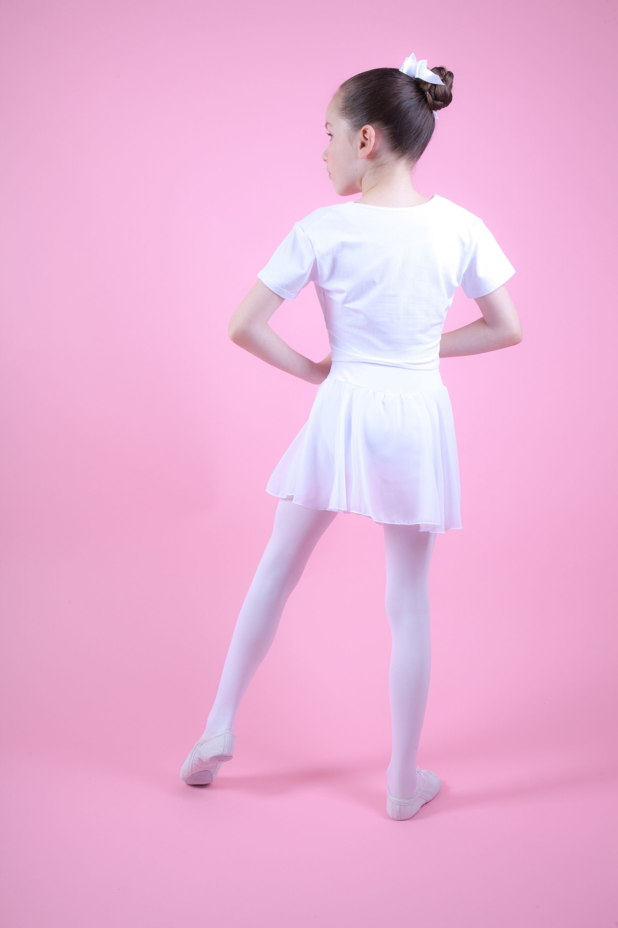 tanzmuster Crop-Top Kurzarm Ballett Top Madita für Mädchen aus wunderbar weicher Baumwolle