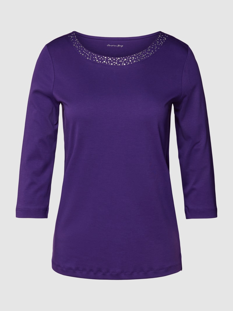 T-Shirt mit Ziersteinbesatz in purple