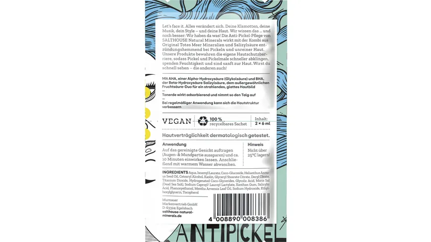 SALTHOUSE Totes Meer Natural Minerals Reinigungsmaske Anti Pickel 12 ml