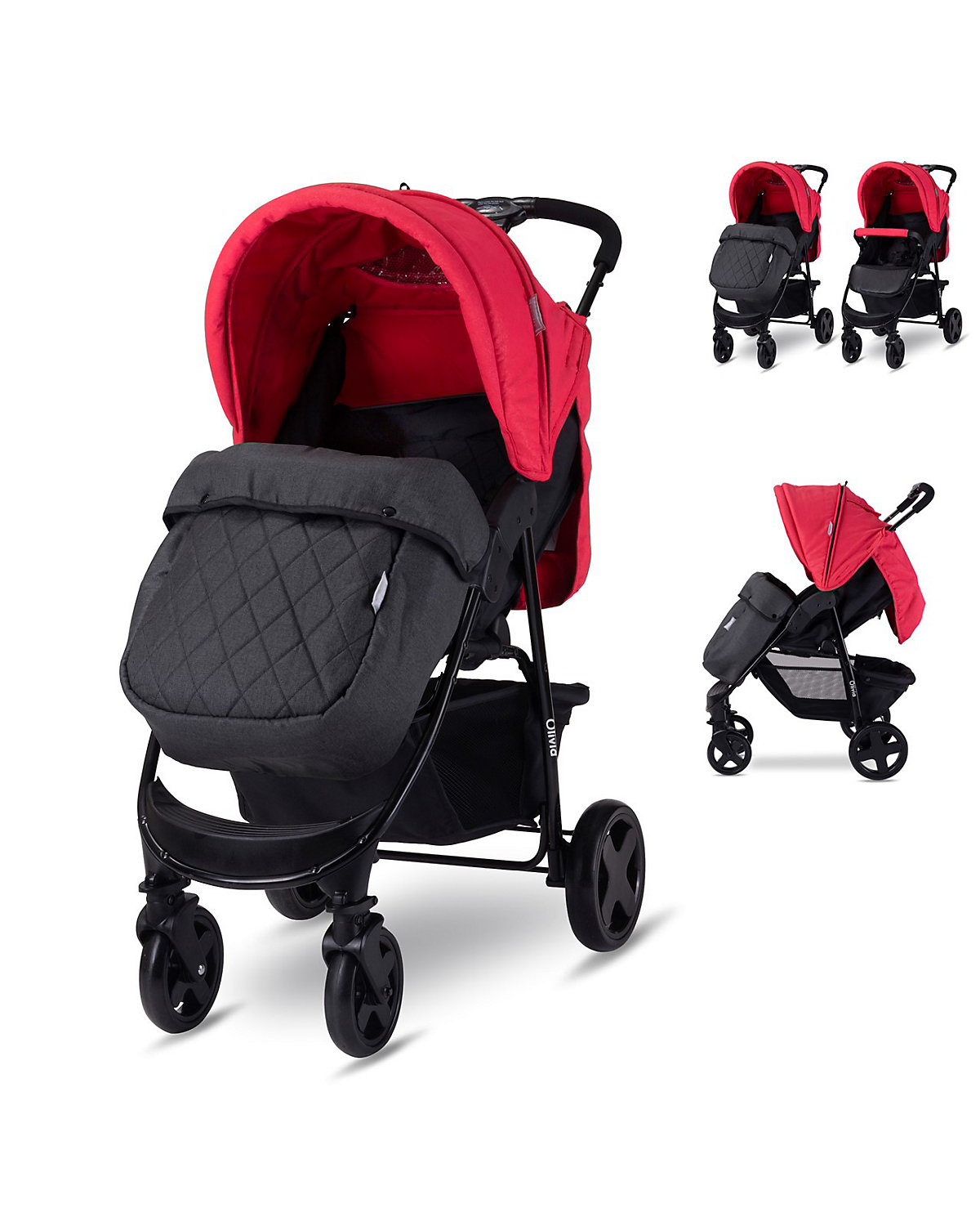 Kinderwagen Olivia Basic Fußsack, faltbar, schwenkbare Vorderräder, Korb Buggys
