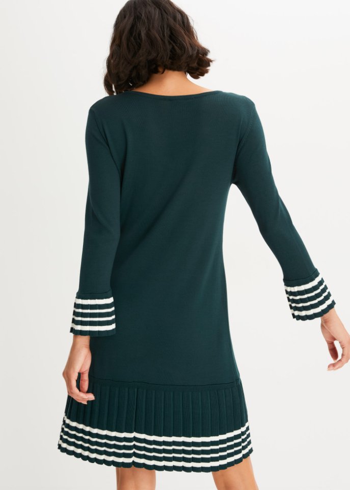 Strickkleid mit plissiertem Rock