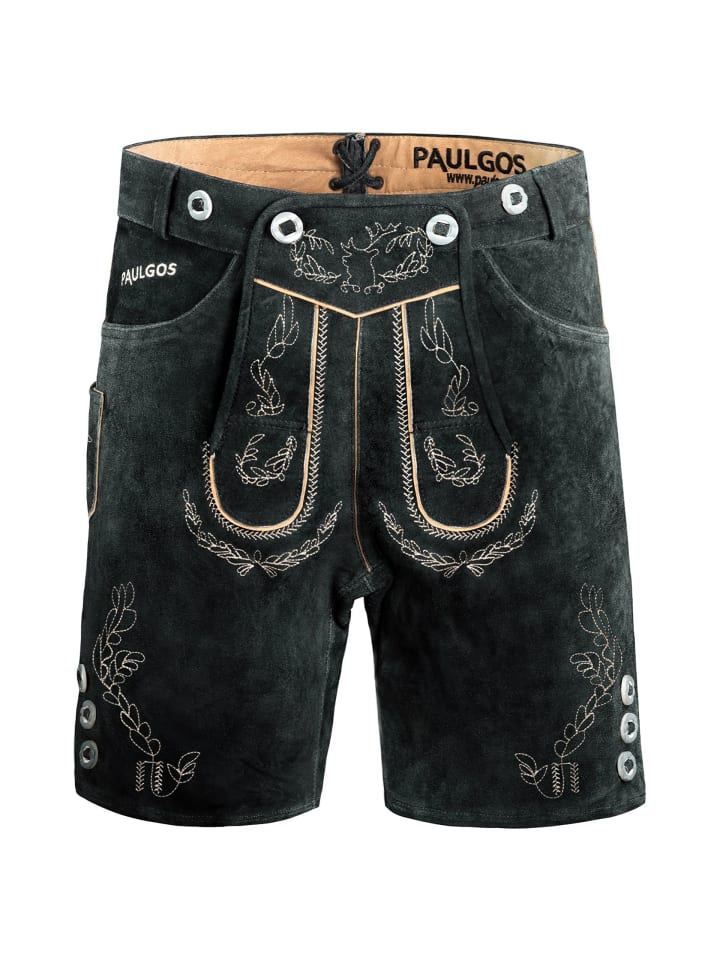 PAULGOS Lederhose Kurz Echtleder HK1 in Grau günstig kaufen
