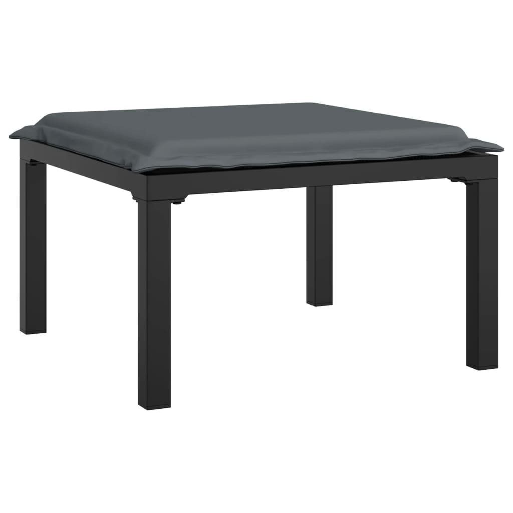 vidaXL Loungesofa Gartenhocker mit Kissen Schwarz und Grau Poly Rattan, 1 Teile