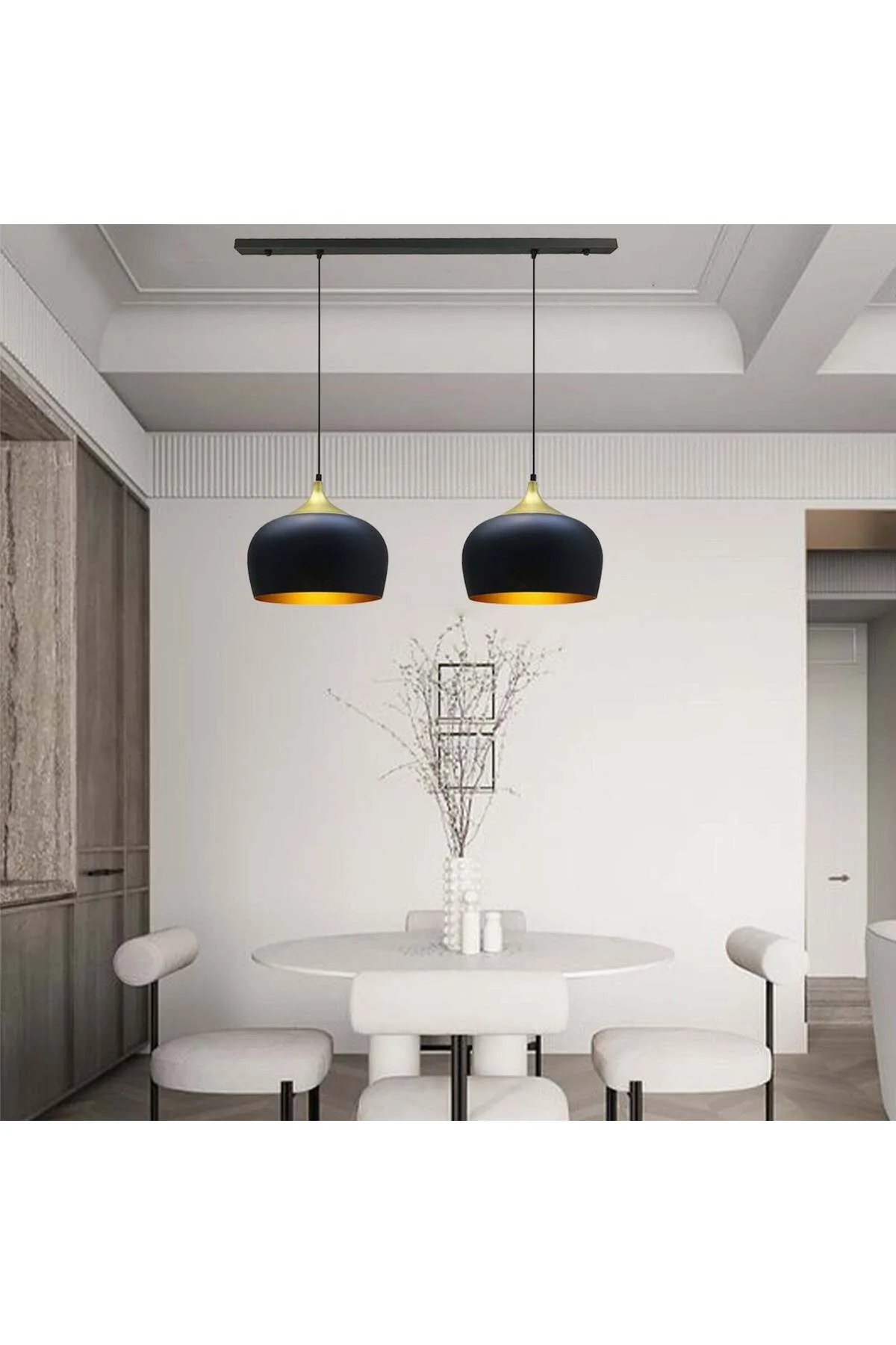 Bamyum  2x Hängelampe E27 Metall Set aus 2-3-4 Pendellampen Hängelampe Pendelleuchte