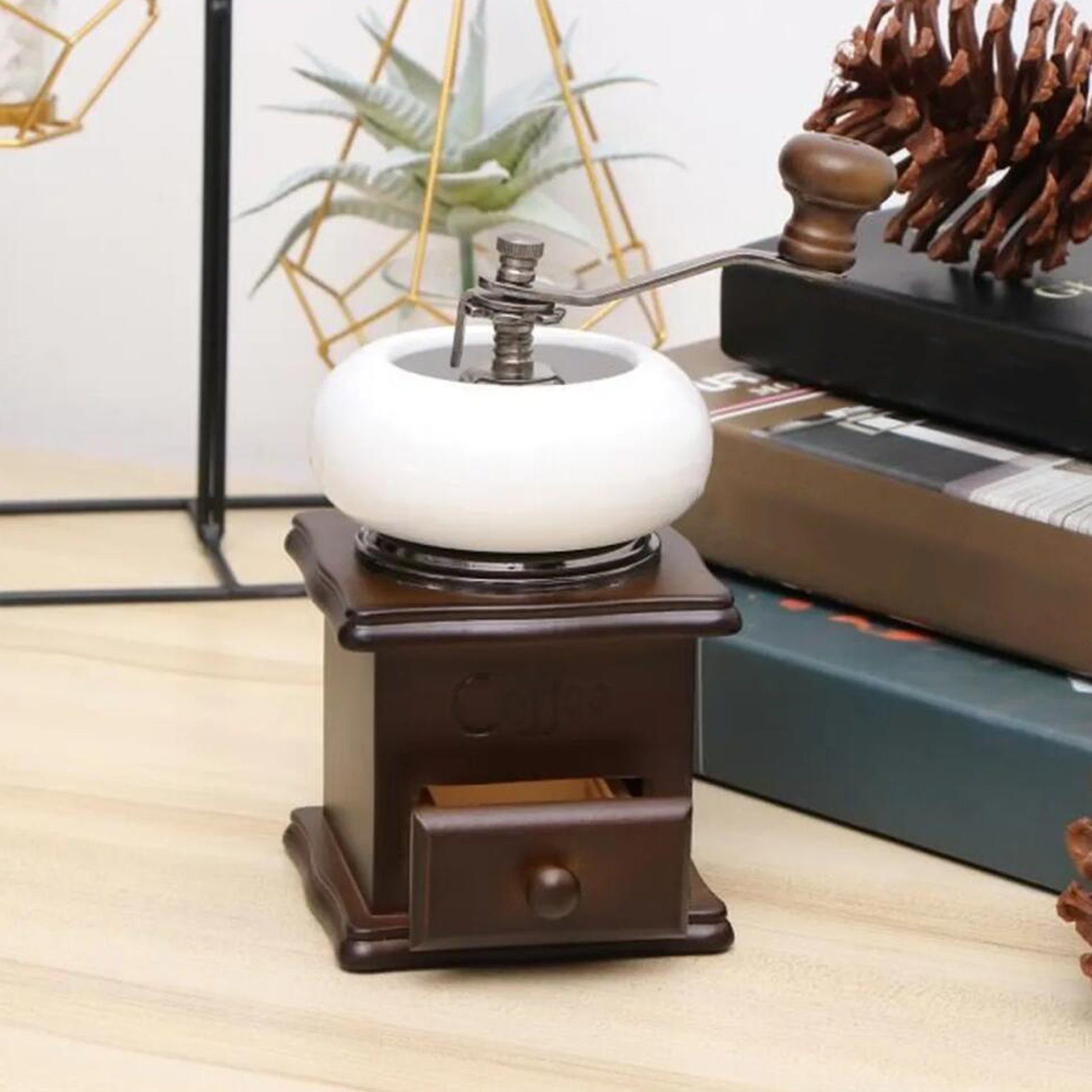 farfi Kaffeemühle Tragbare Retro-Handkaffeemühle mit Schublade, mit Schublade,tragbar,Anti-Rost