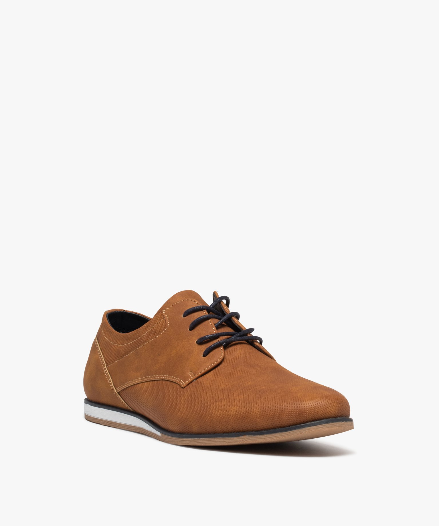 Derbies homme unis à semelle contrastée marron | GEMO