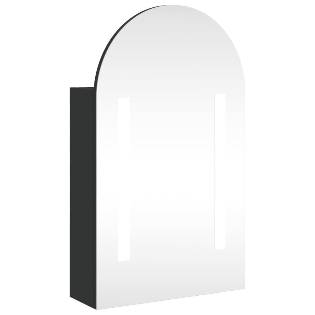 vidaXL Badezimmerspiegelschrank Spiegelschrank mit LED-Beleuchtung Gewölbt Schwarz 42x13x70 cm (1-St)