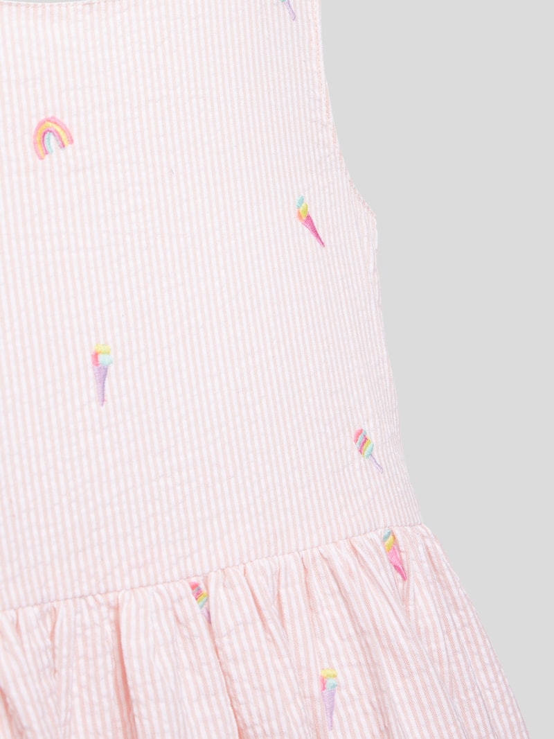 Kleid mit Motiv-Stitchings in apricot