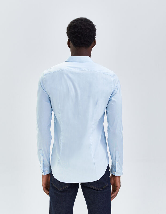 Chemise SLIM bleu ciel à fines rayures Homme