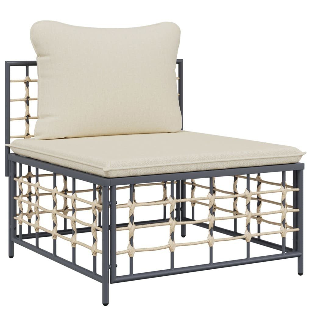 vidaXL Loungesofa 10-tlg. Garten-Lounge-Set mit Kissen Anthrazit Poly Rattan, 10 Teile
