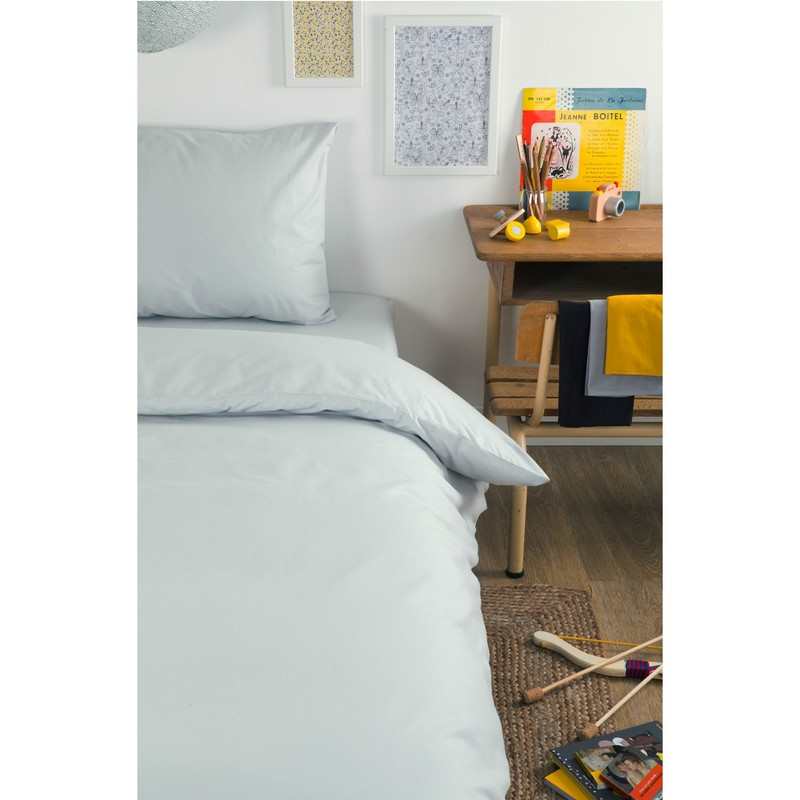 Housse de couette unie en Coton Bio pour lit 1 personne