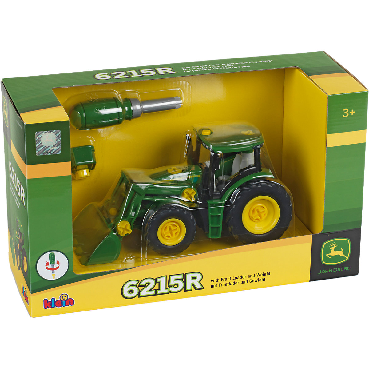 klein John Deere Traktor mit Frontlader und Gewicht