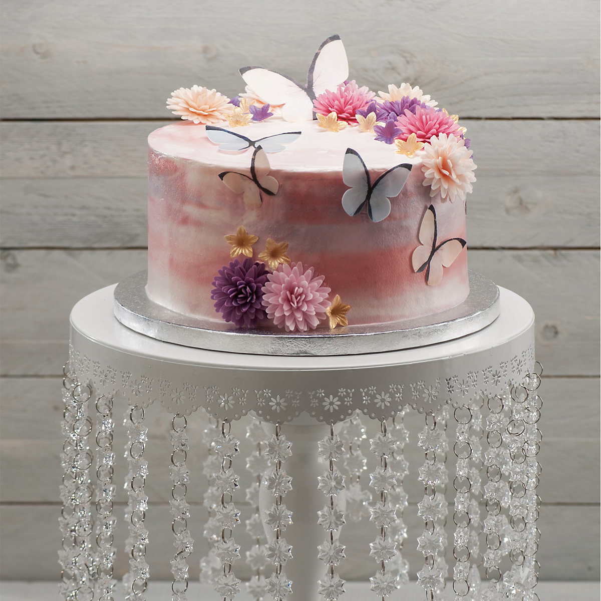 Essbare Blumen für die Torte aus Oblate, 12 Stück, je 4,5cm, 6 Farben Mix