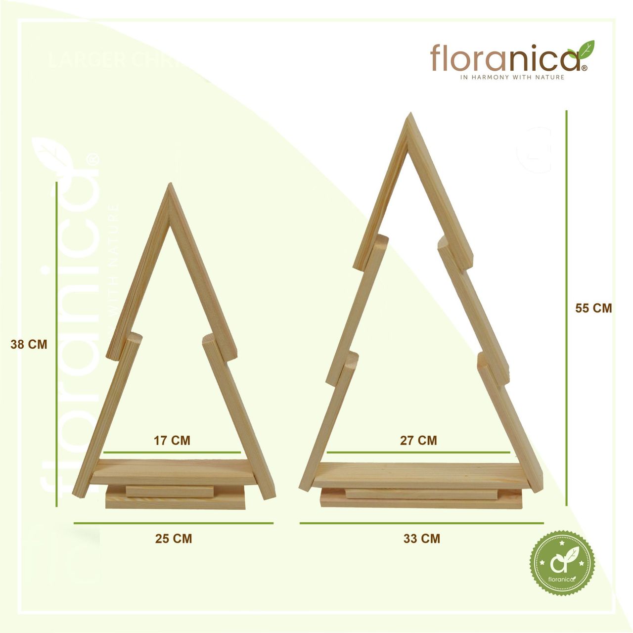 Pemicont Floranica Tannenbaum 2er-Set aus Kiefernholz Holztannenbäume - Natur