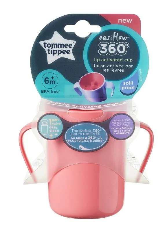 Tommee Tippee шоља за лако флоуирање 360° са ручкама, розе
