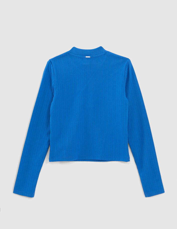 T-shirt bleu côtelé zippé fille