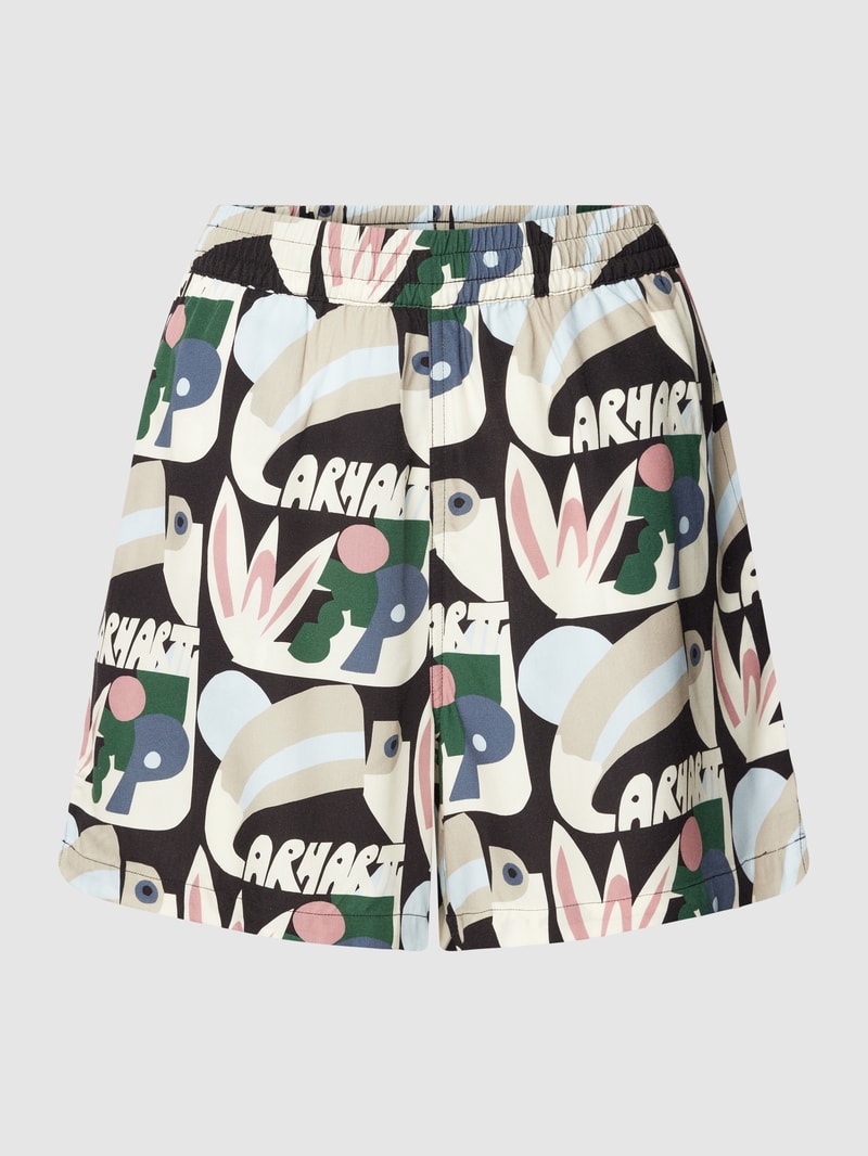 Shorts aus Viskose mit Allover-Print Modell 'Tamas' in schwarz