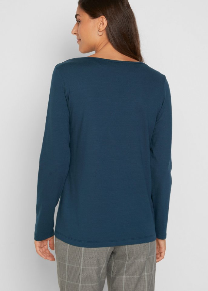 Langarmshirt mit V-Ausschnitt (2er Pack)