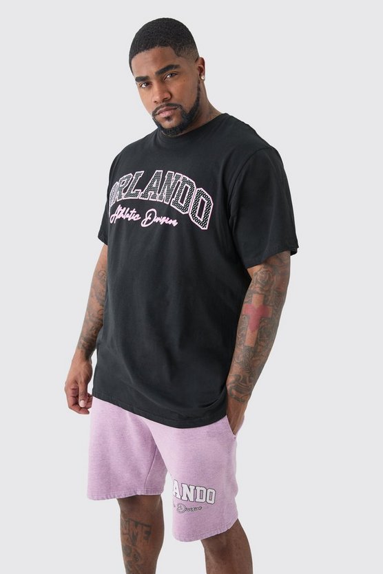 Plus T-Shirt und Shorts mit Orlando Print