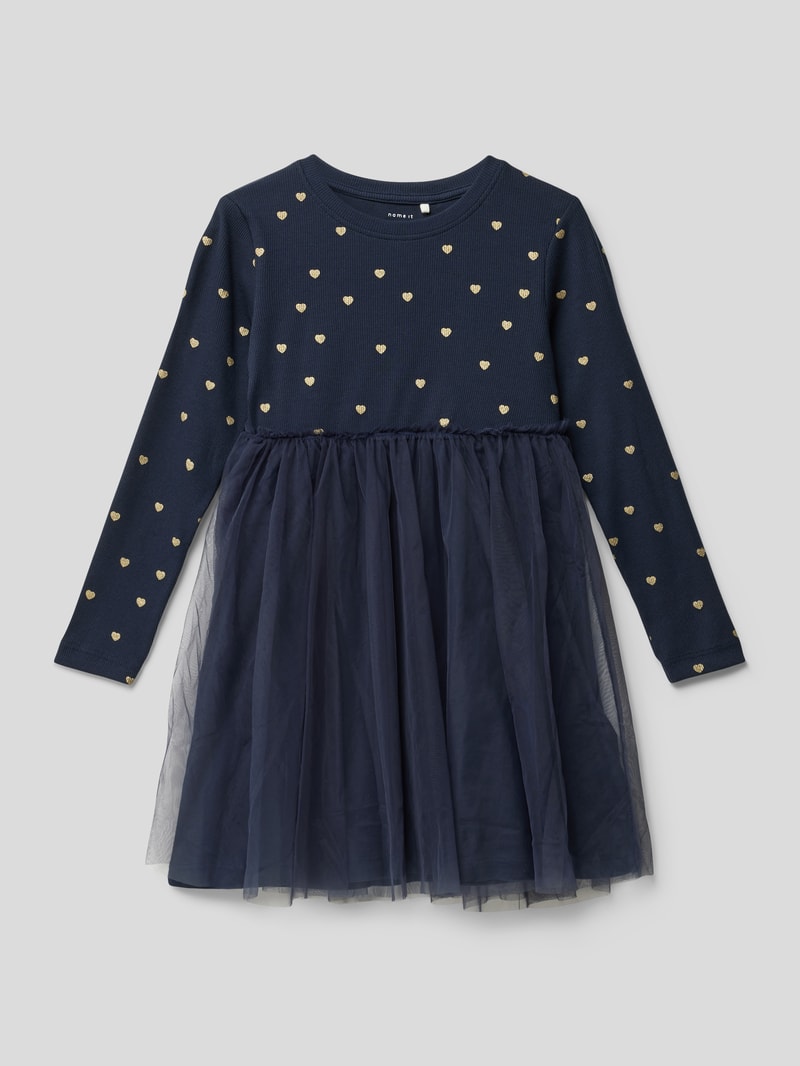 Kleid mit Allover-Muster in blau