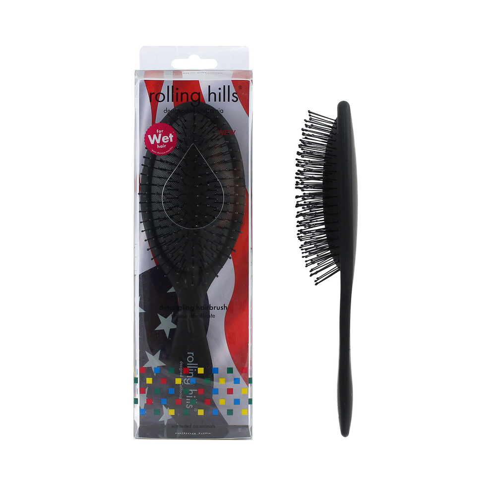 rolling hills Detangling Hairbrush Black - For Wet Hair Brosse démêlante