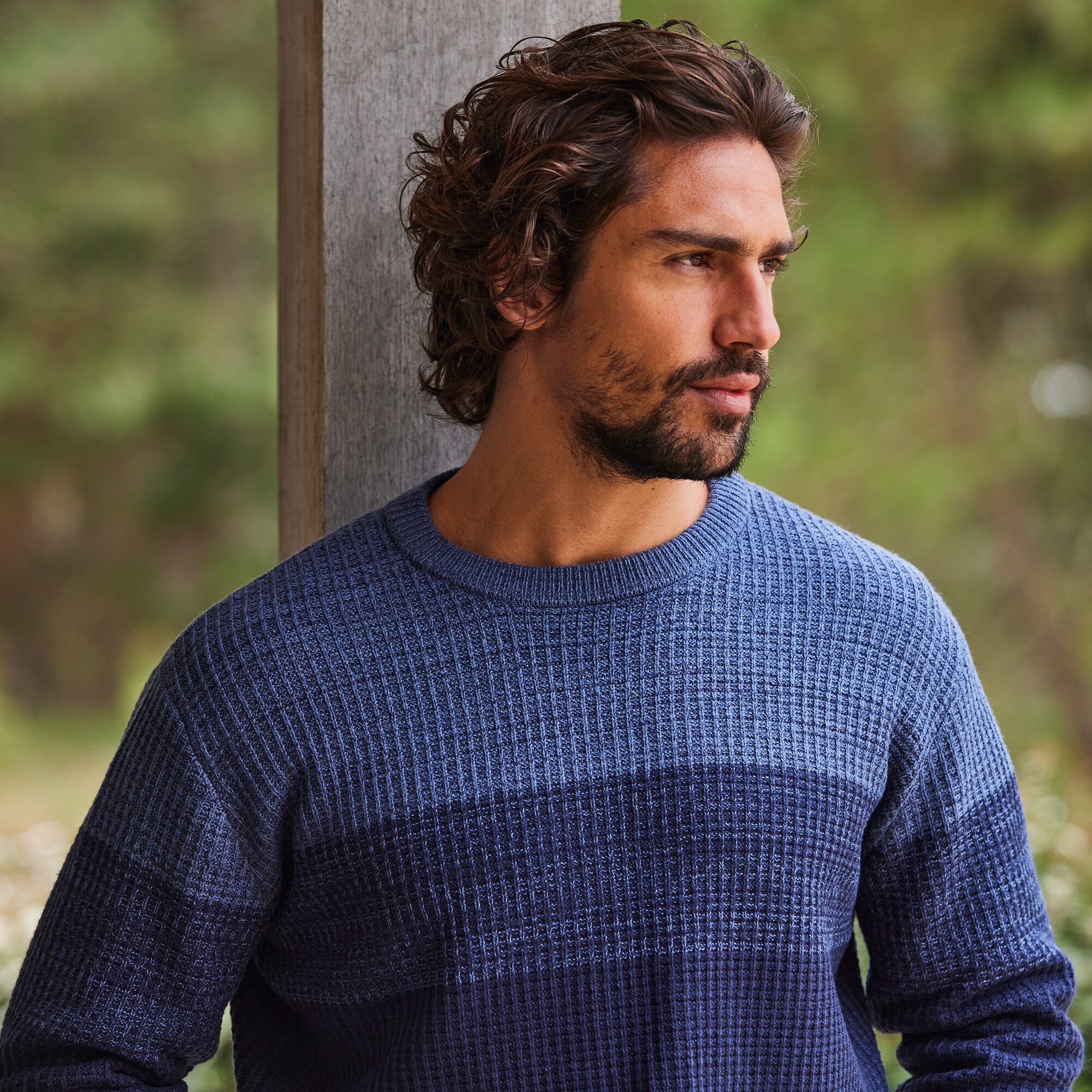Pull col rond en maille reliefée fantaisie