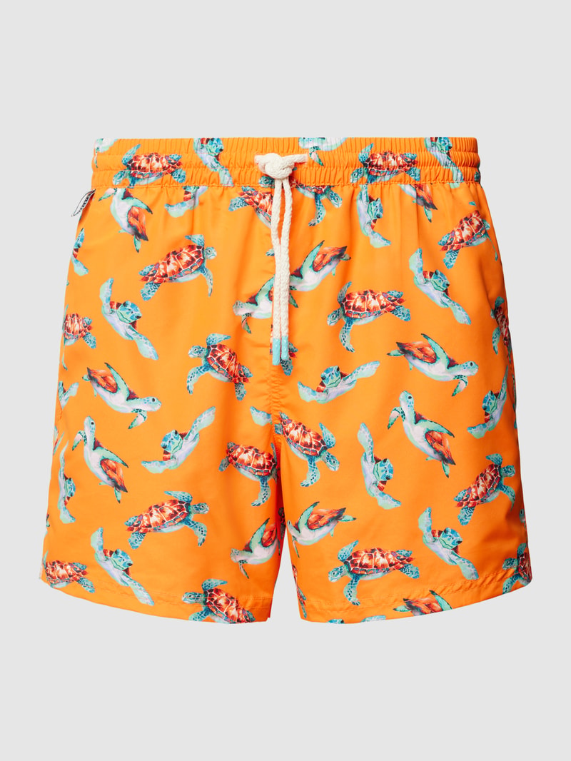 Badehose mit Allover-Muster in neon orange