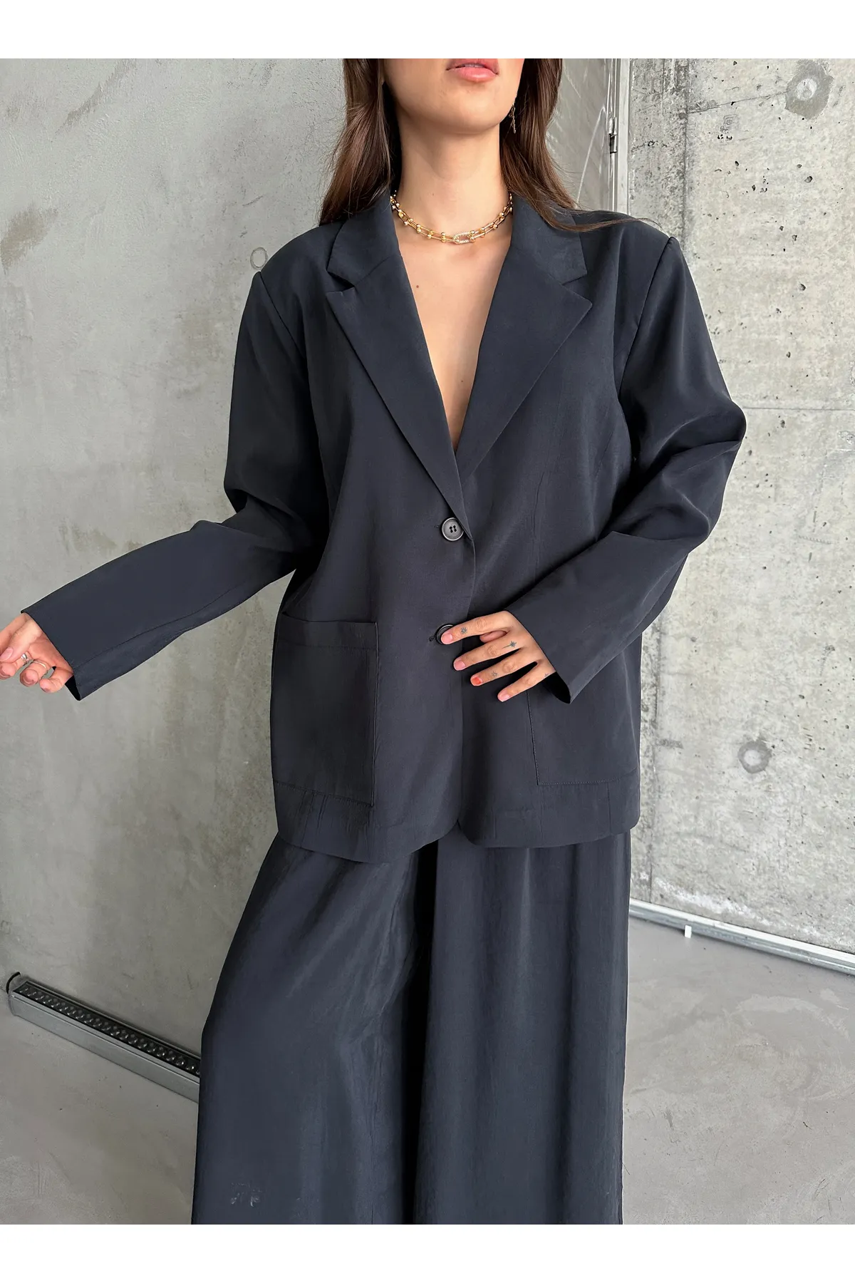Laluvia  Schwarzes Marina-Set mit Jacke und elastischer Hose
