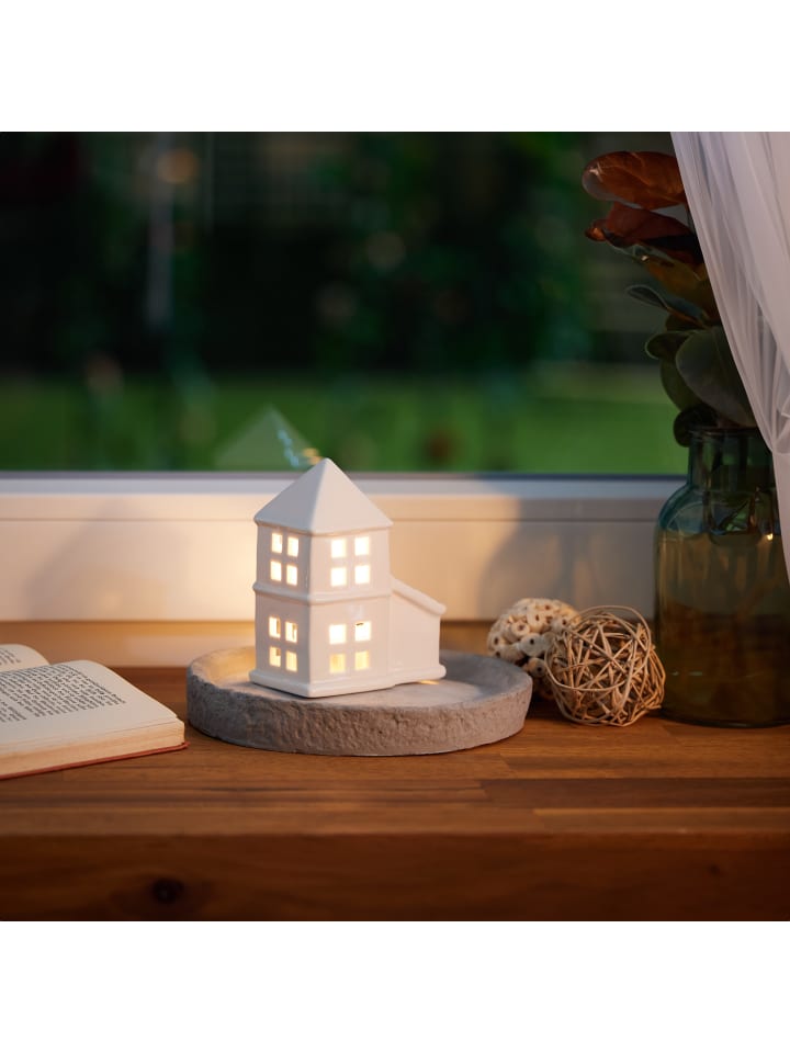relaxdays Teelichthaus in Weiß - (B)9,5 x (H)11,5 x (T)6 cm günstig kaufen onesize