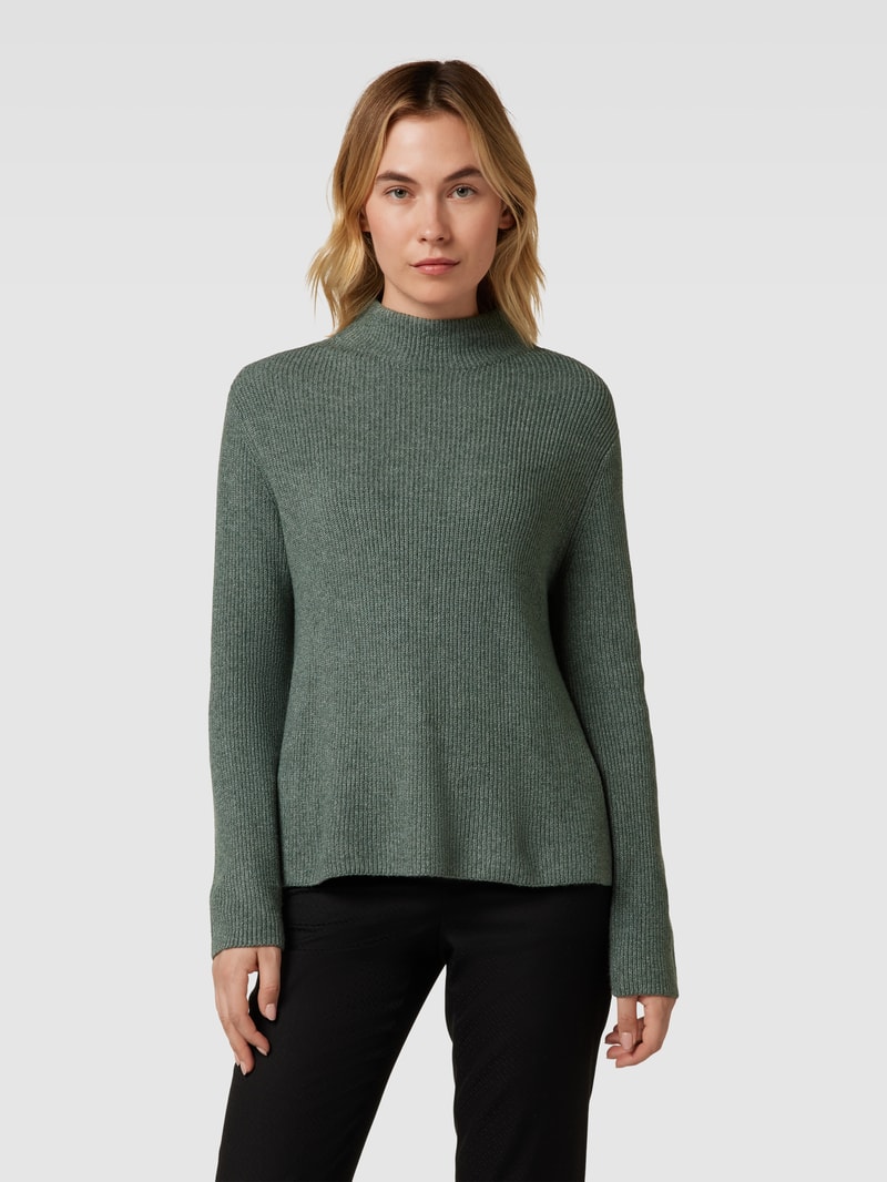 Strickpullover mit Turtleneck in dunkelgrün meliert