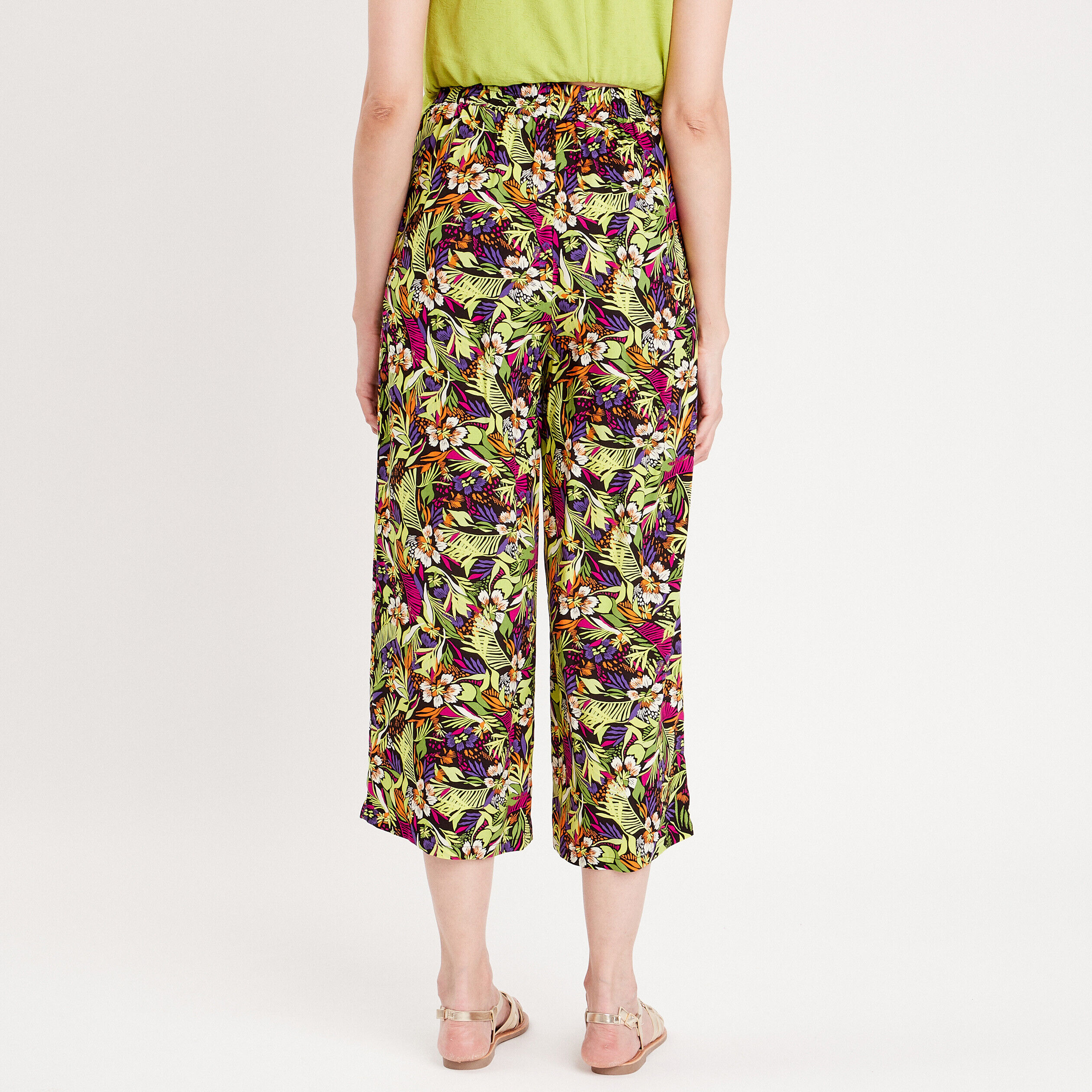 Pantalon large fluide 7/8ème noir femme | Cache Cache