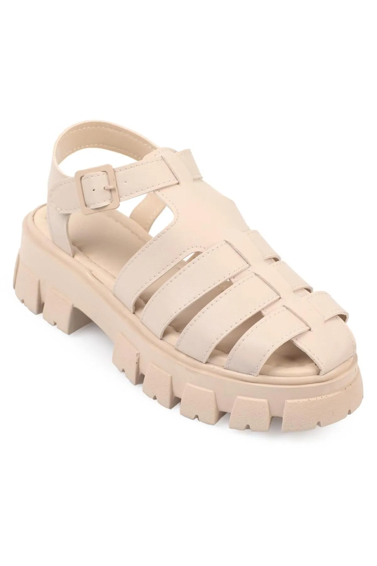 Capone Outfitters  Capone Gladiator-Sandalen mit dicken Sohlen in Creme für Damen