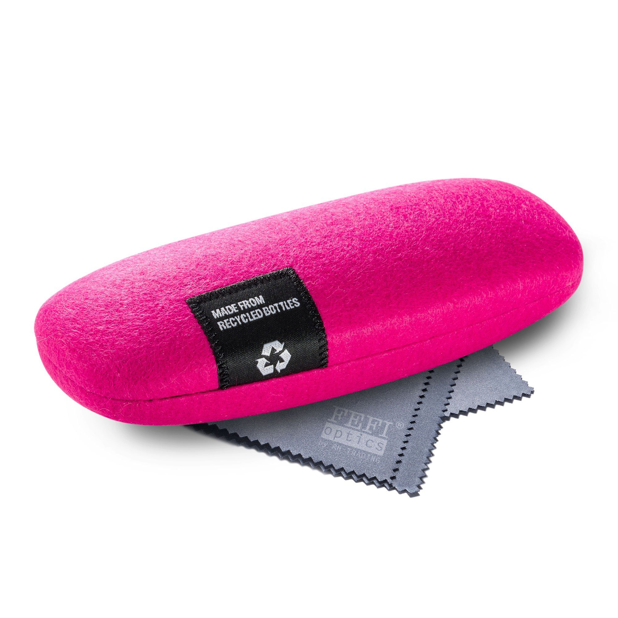 FEFI Brillenetui Hardcase mit Filzbezug aus recycelten PET-Flaschen, Set aus 1 Etui + hochwertigem Mikrofasertuch
