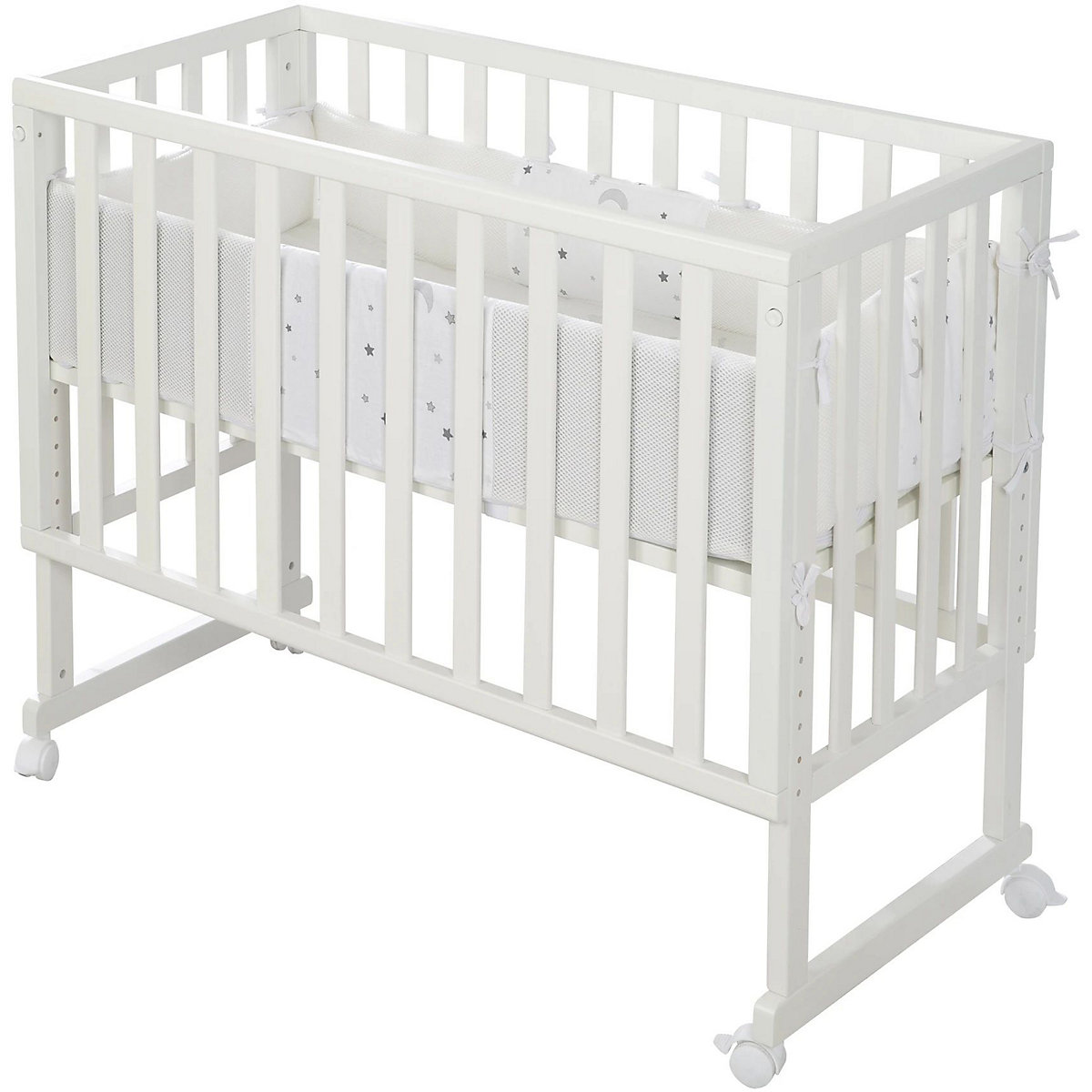 Stuben- & Beistellbett 3in1 mit Barriere roba Style grau