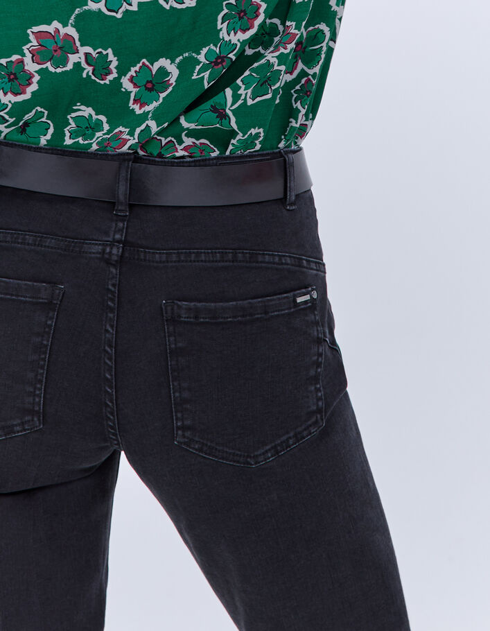Jean slim gris effet sculpt up brodé fleurs Femme