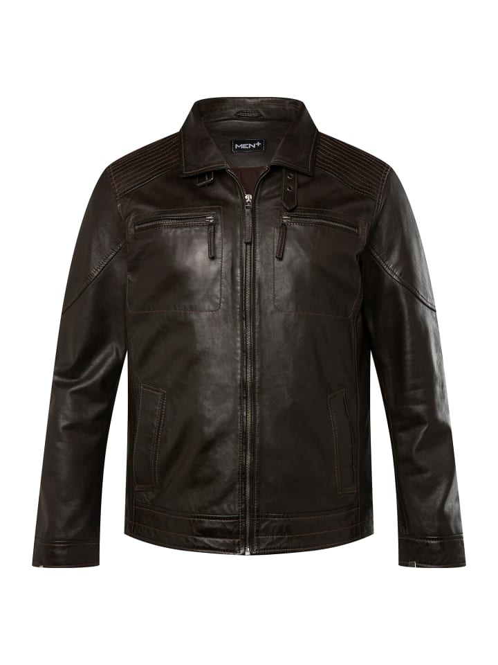 Men Plus Lederjacke in mahagonibraun günstig kaufen