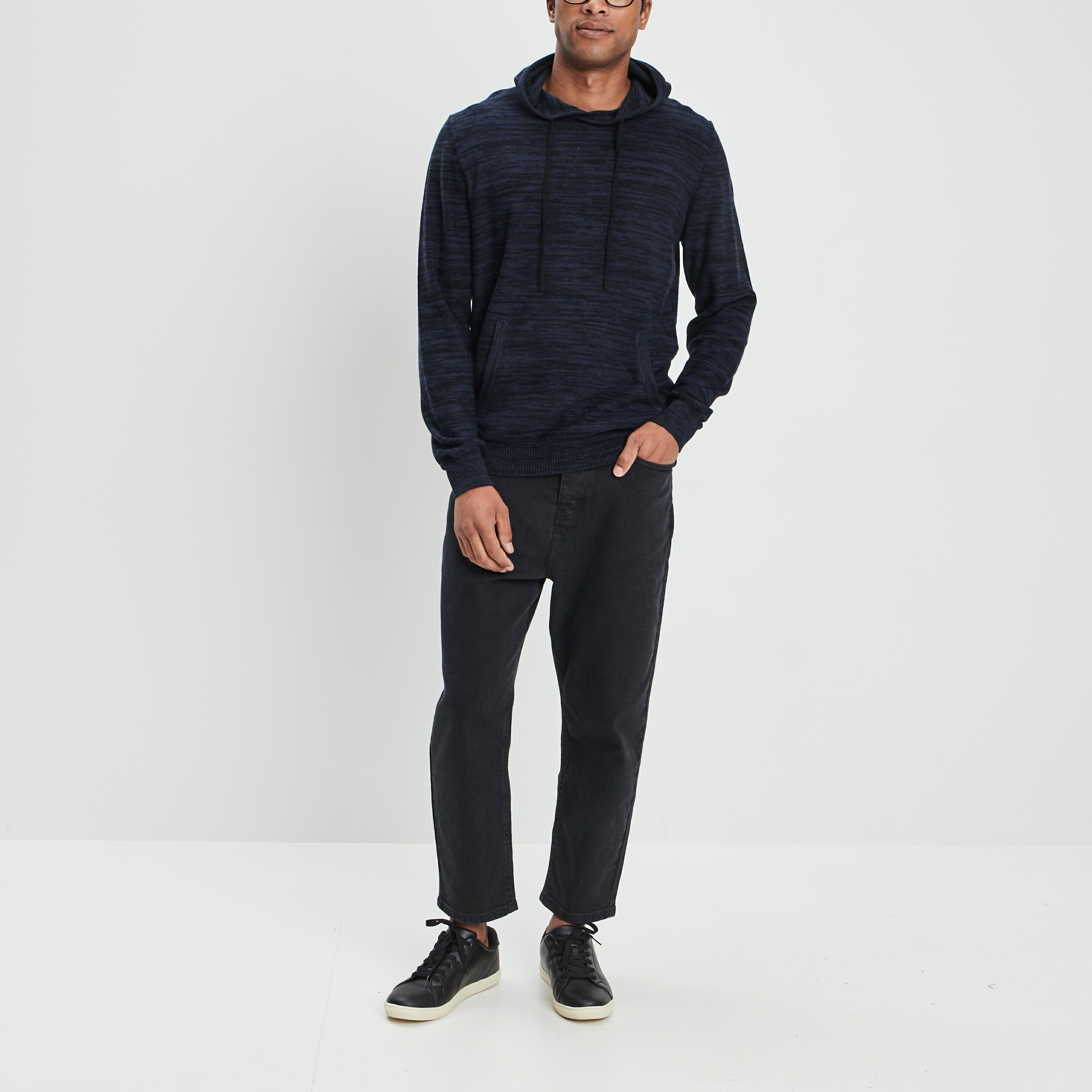 Pull à capuche bleu foncé homme | La Halle