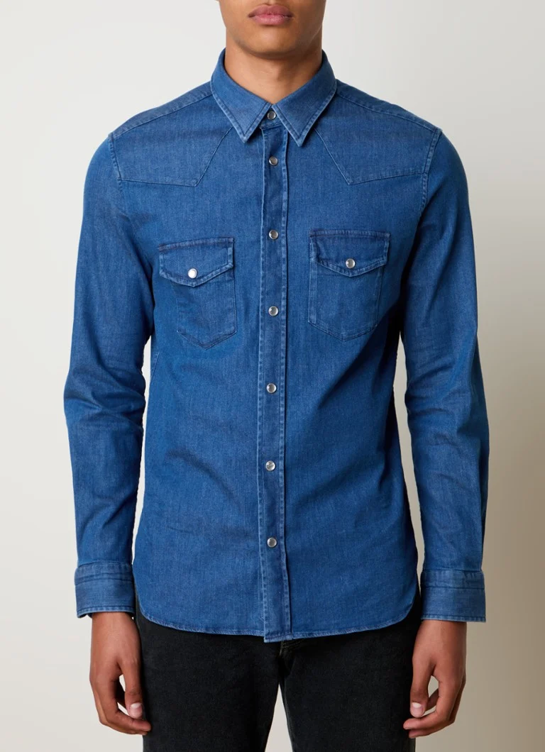 Πουκάμισο Tom Ford σε στιλ Western με μοτίβο chambray και τσέπες στο στήθος