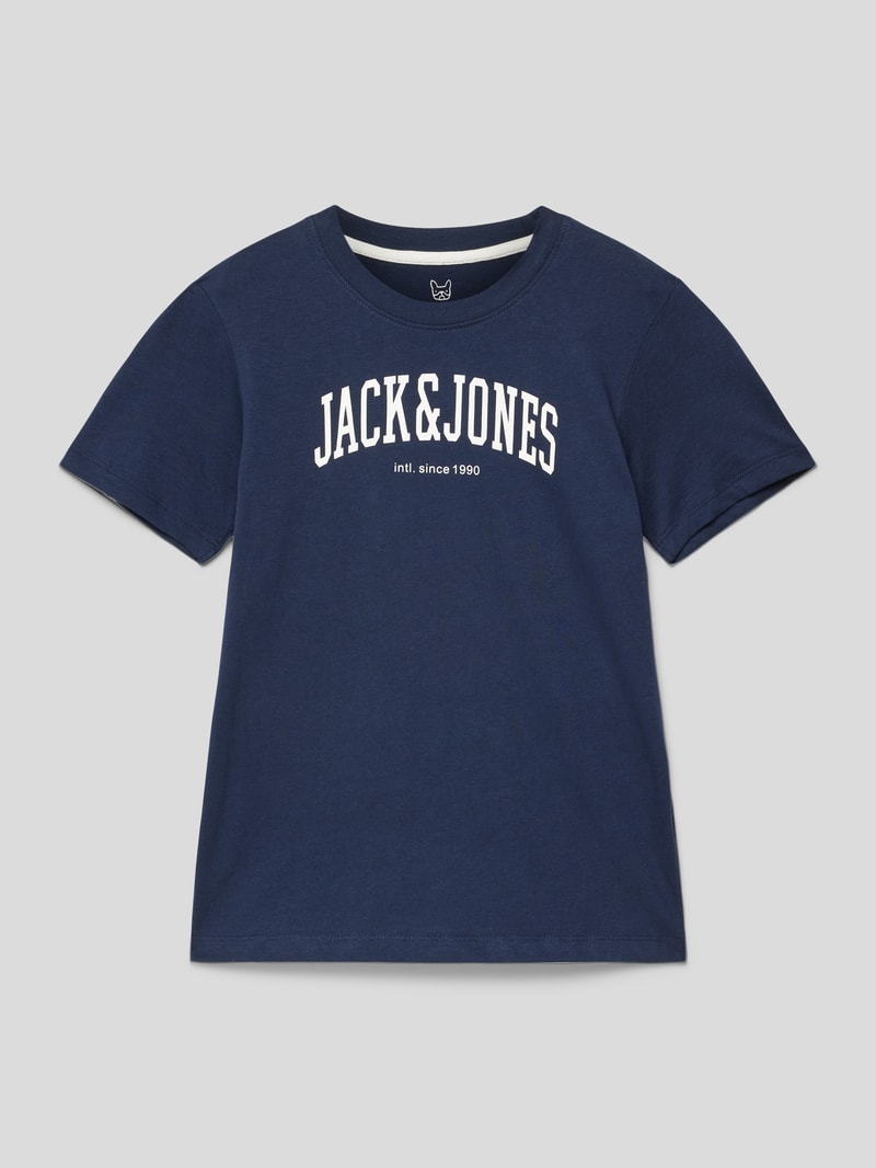 T-Shirt mit Label-Print Modell 'EJOSH' in marineblau
