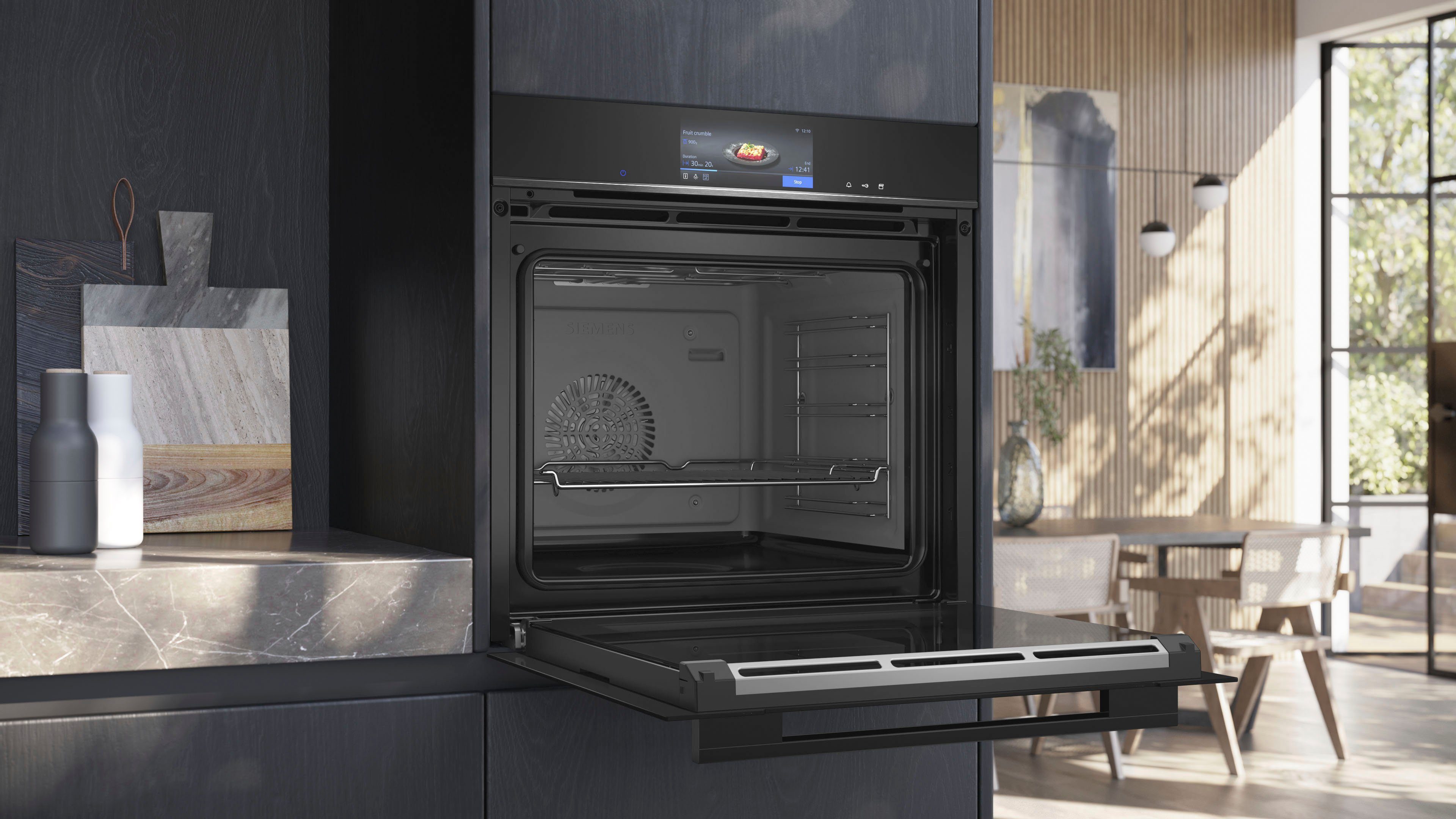 SIEMENS Dampfbackofen iQ700 HS758G3B1, mit Teleskopauszug nachrüstbar, ecoClean Plus