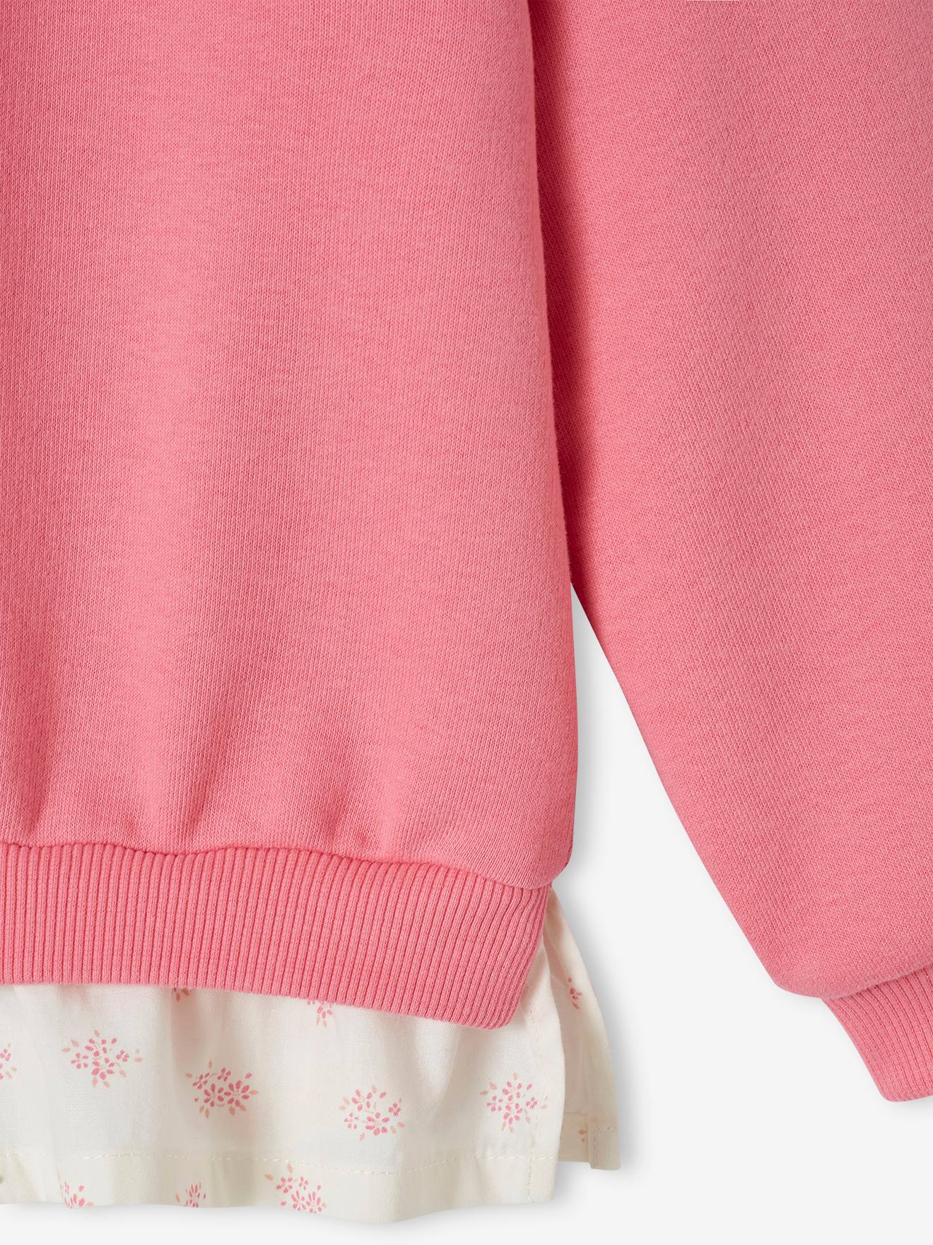 Vertbaudet Mädchen Sweatshirt mit Volant-Saum personalisierbar - bonbon rosa