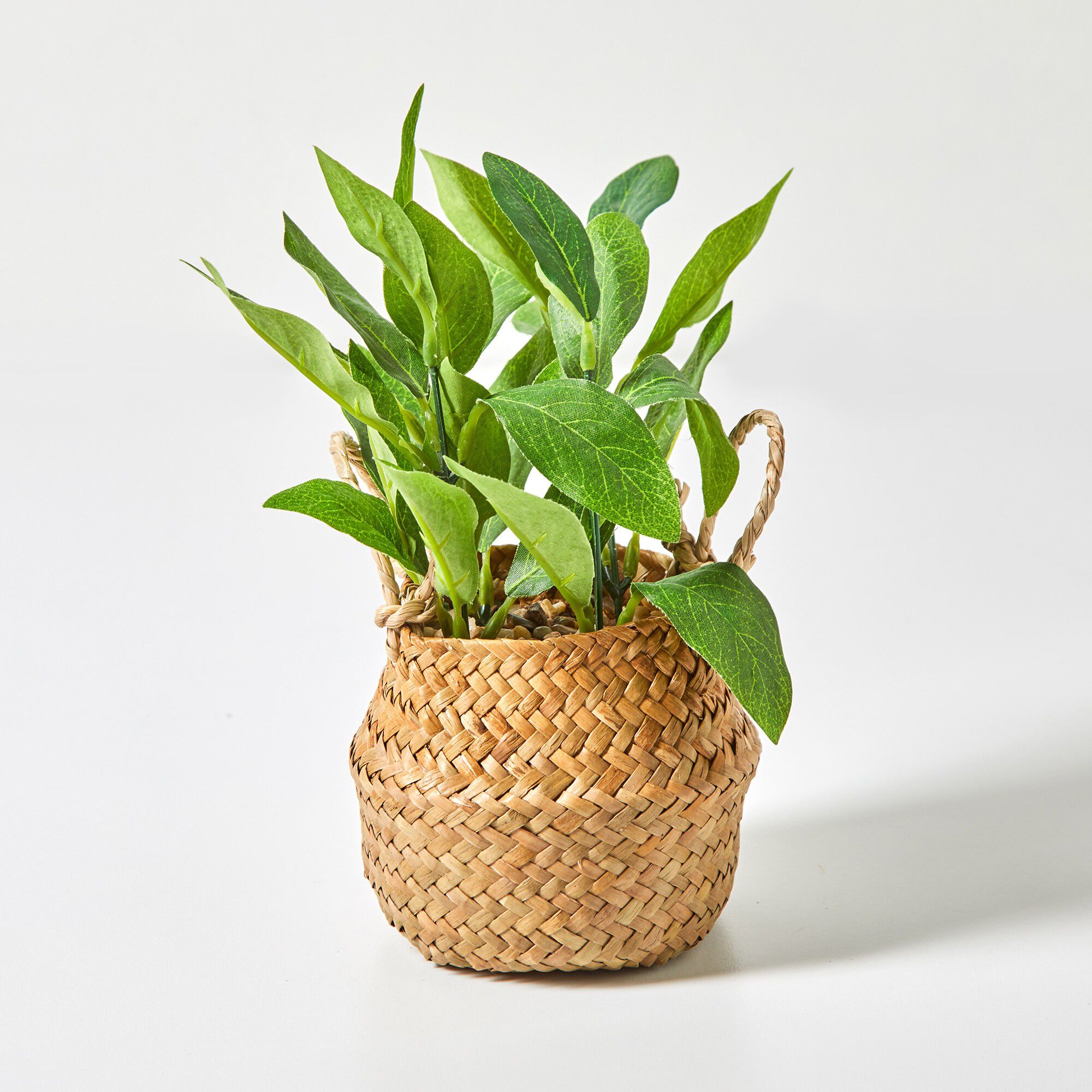 Plante verte artificielle panier jonc