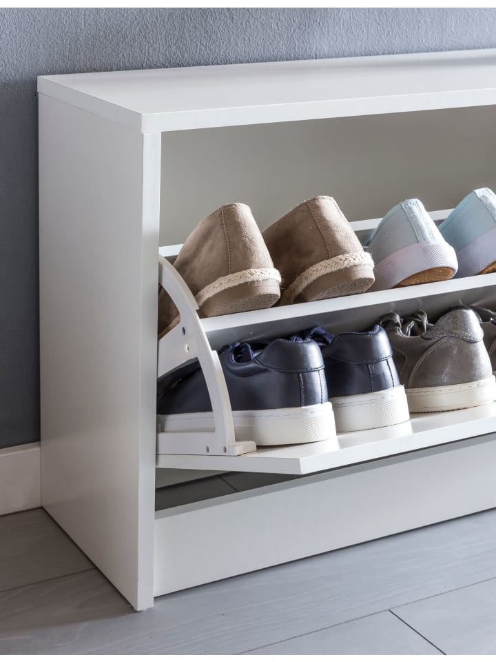KADIMA DESIGN Schuhbank SPLIT mit Sitzfläche Schuhkipper Holz 80 x 47 x 24 cm, in Weiß günstig kaufen onesize