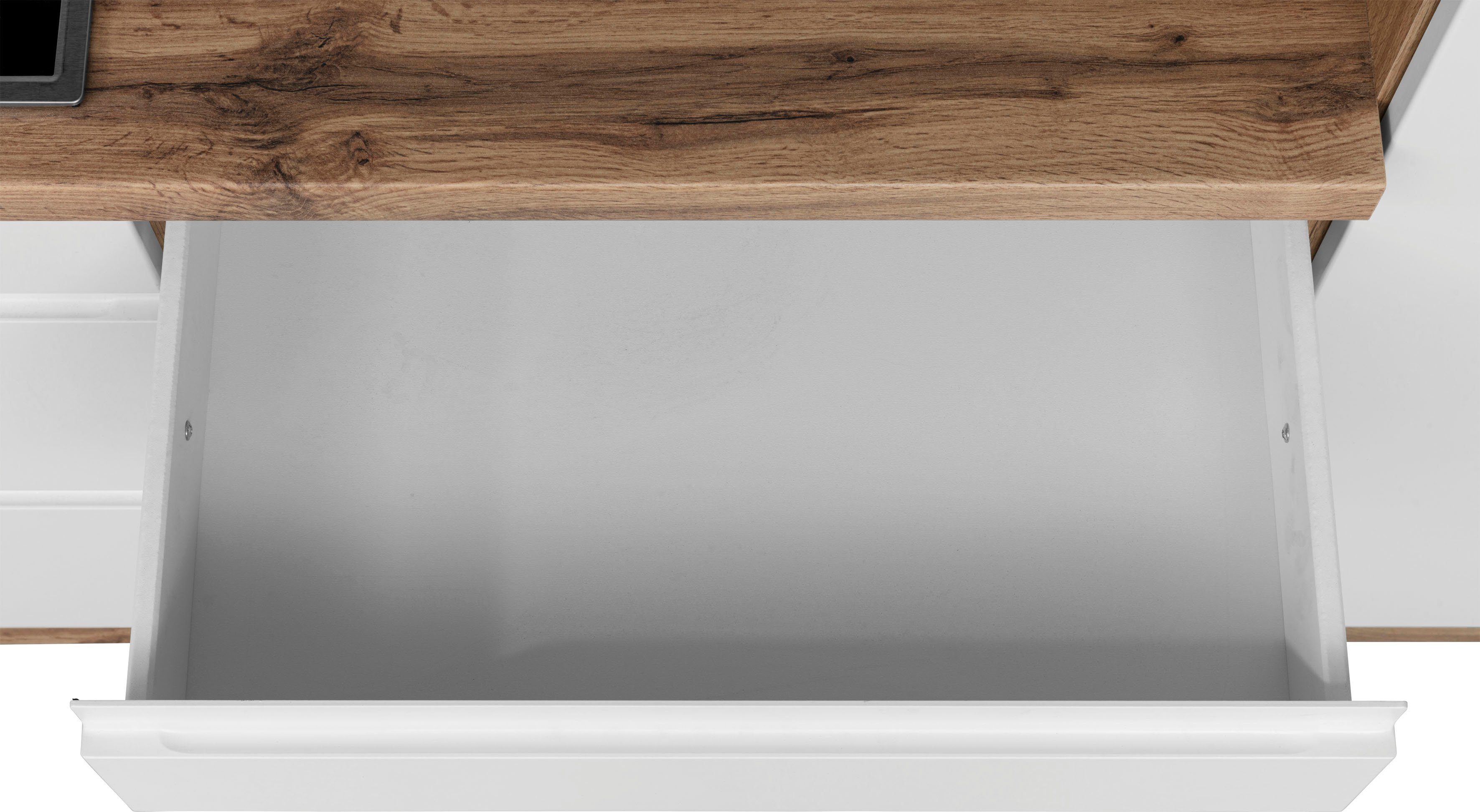HELD MÖBEL Küche Bruneck, 300 cm breit, Ceran-oder Induktionskochfeld, hochwertige MDF-Fronten