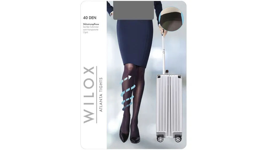 WILOX travel & work Damen Stützstrumpfhose ATLANTA 40 DEN grau