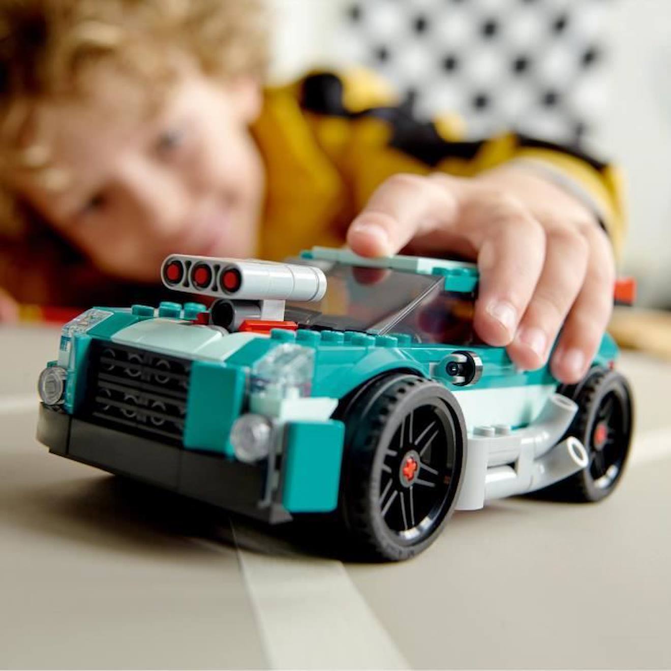 LEGO® 31127 Creator 3 en 1 Le Bolide De Rue, Jouet de Voiture de Course, Modèles de Sport ou Hot Rod bleu