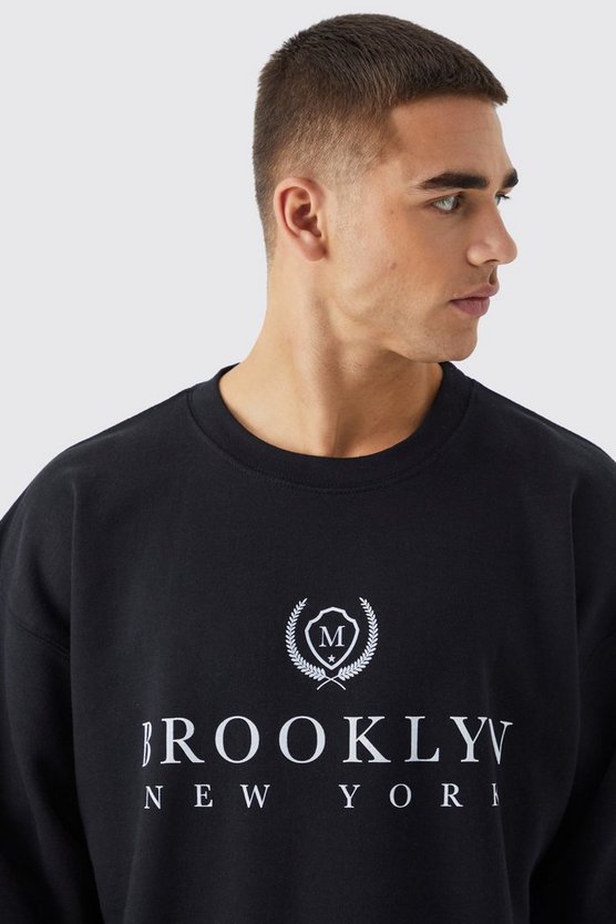 Oversize Sweatshirt mit Brooklyn Print